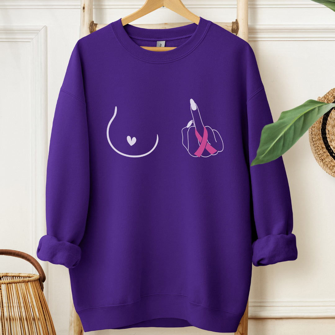 Breast (Middle finger left side)🎗️Cancer support Sweatshirt
