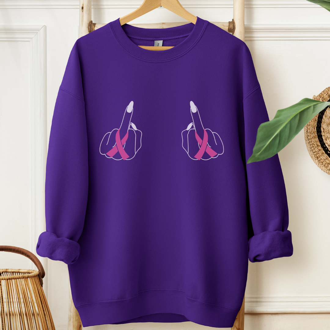 Breast (Middle finger 2 sides)🎗️Cancer support Sweatshirt