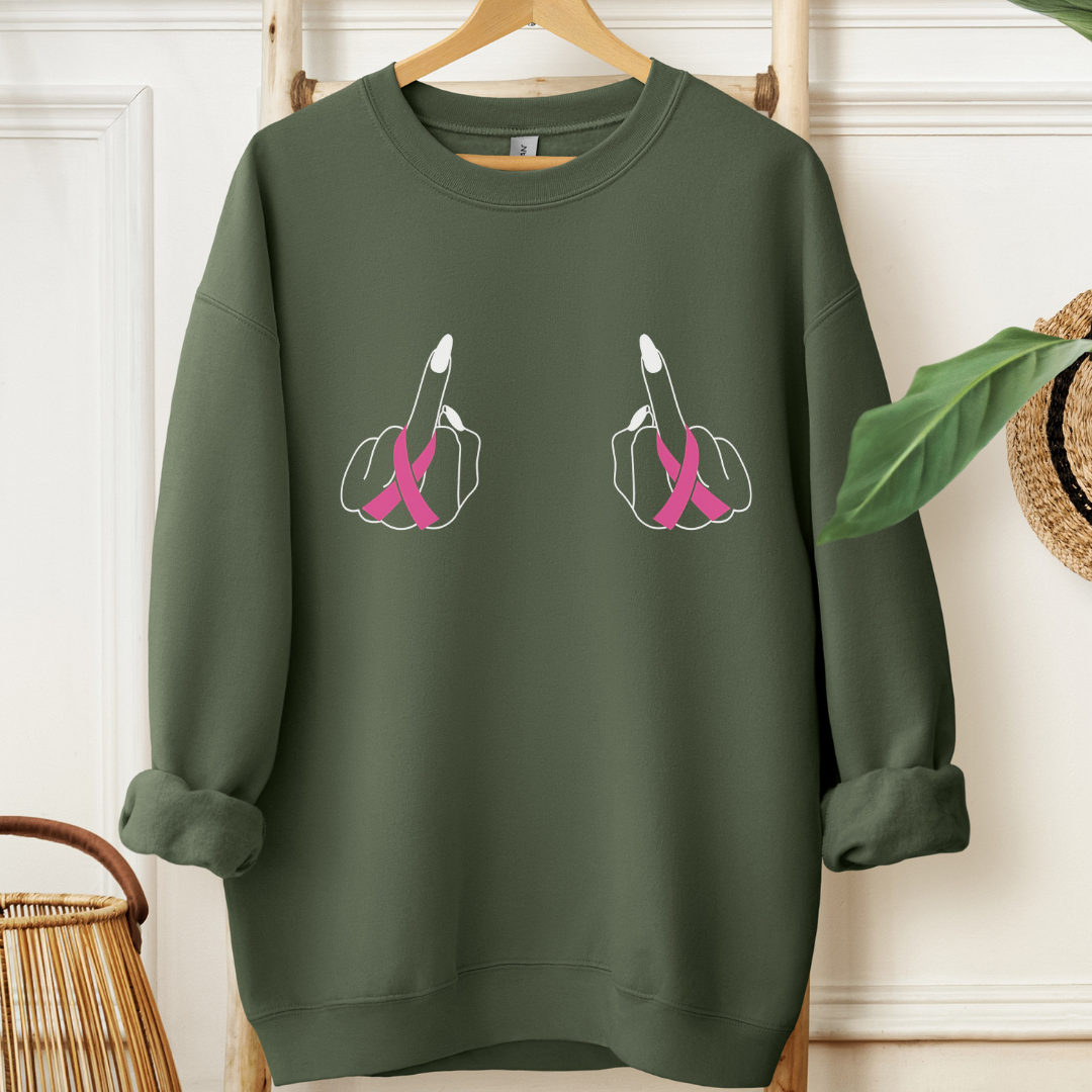 Breast (Middle finger 2 sides)🎗️Cancer support Sweatshirt