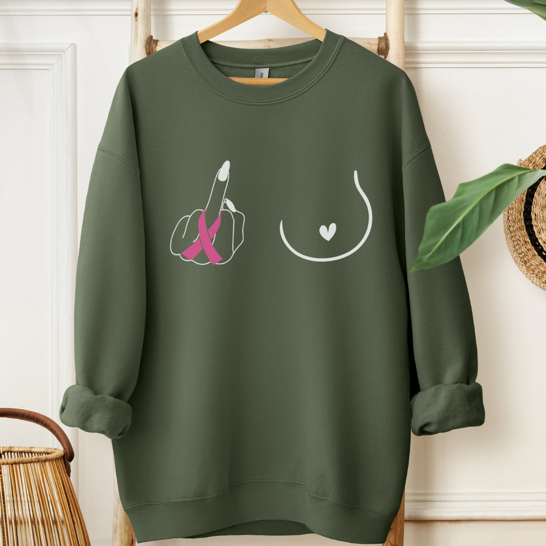 Breast (Middle finger Right side)🎗️Cancer support Sweatshirt