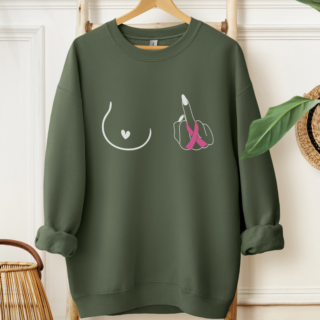 Breast (Middle finger left side)🎗️Cancer support Sweatshirt