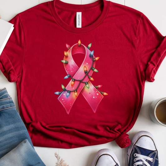 Light Ribbon🎗️ Cancer Support T-shirt (Christmas Limited Edition)