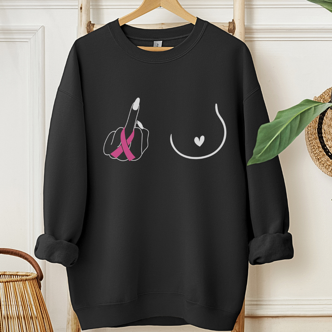 Breast (Middle finger Right side)🎗️Cancer support Sweatshirt