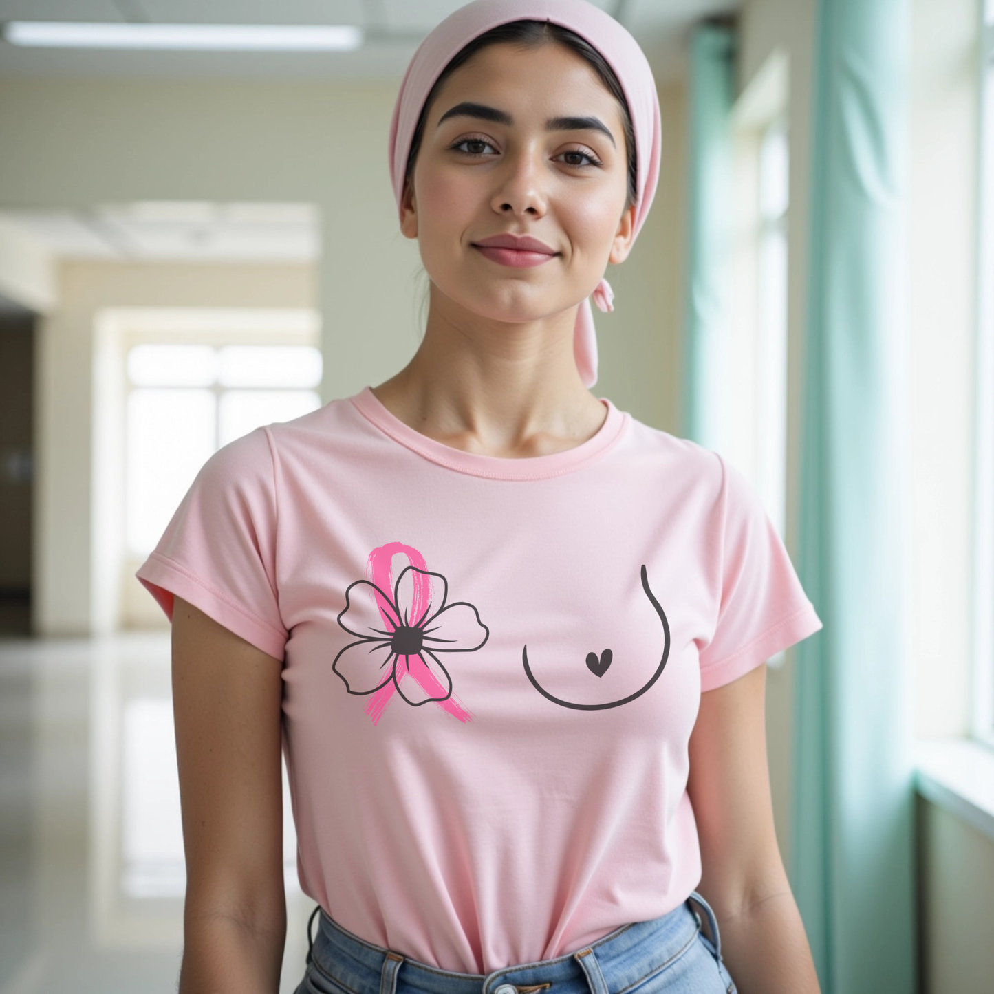 Breast (Flower on RIGHT side)🎗️ Cancer Support T-shirt