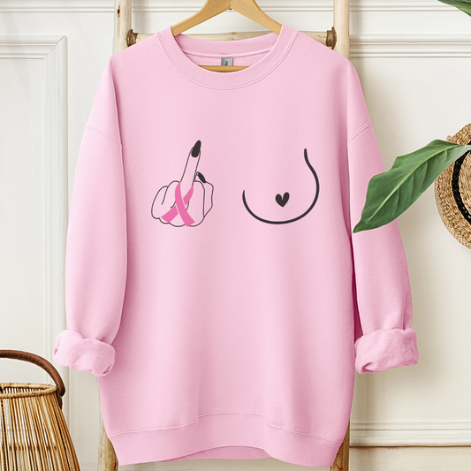Breast (Middle finger Right side)🎗️Cancer support Sweatshirt