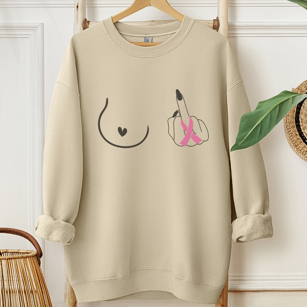 Breast (Middle finger left side)🎗️Cancer support Sweatshirt