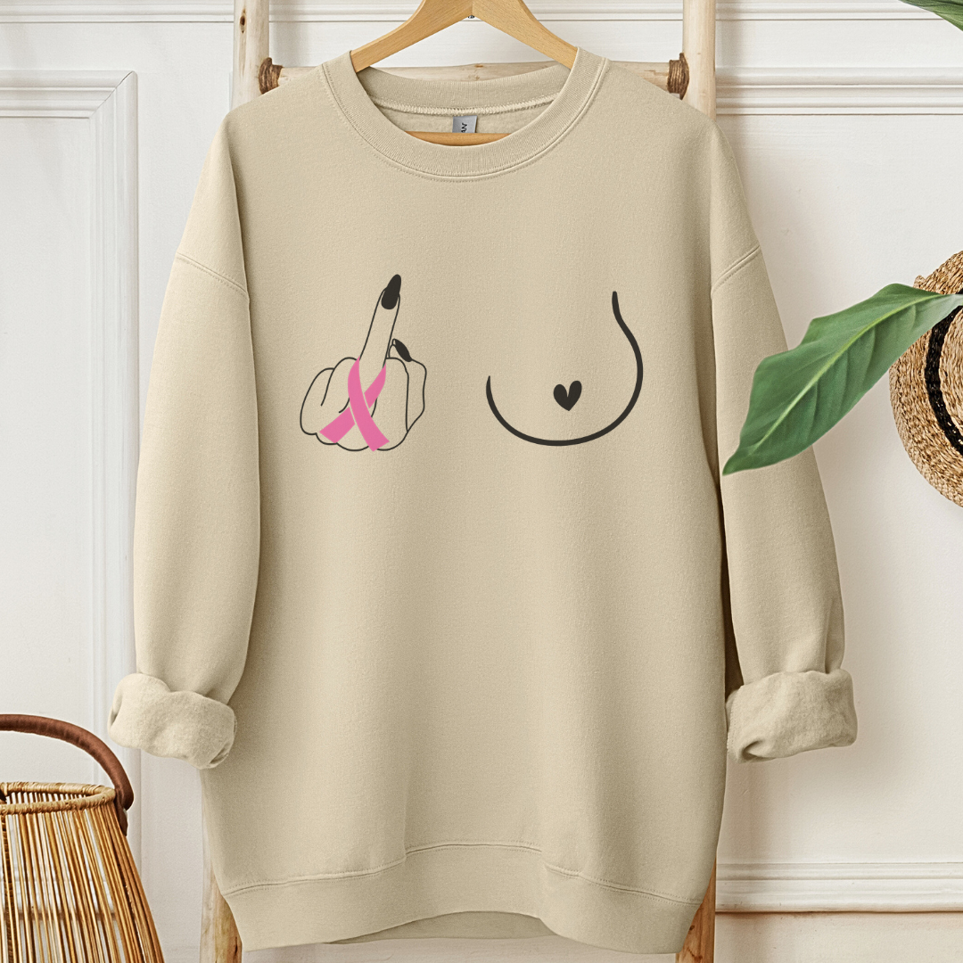 Breast (Middle finger Right side)🎗️Cancer support Sweatshirt