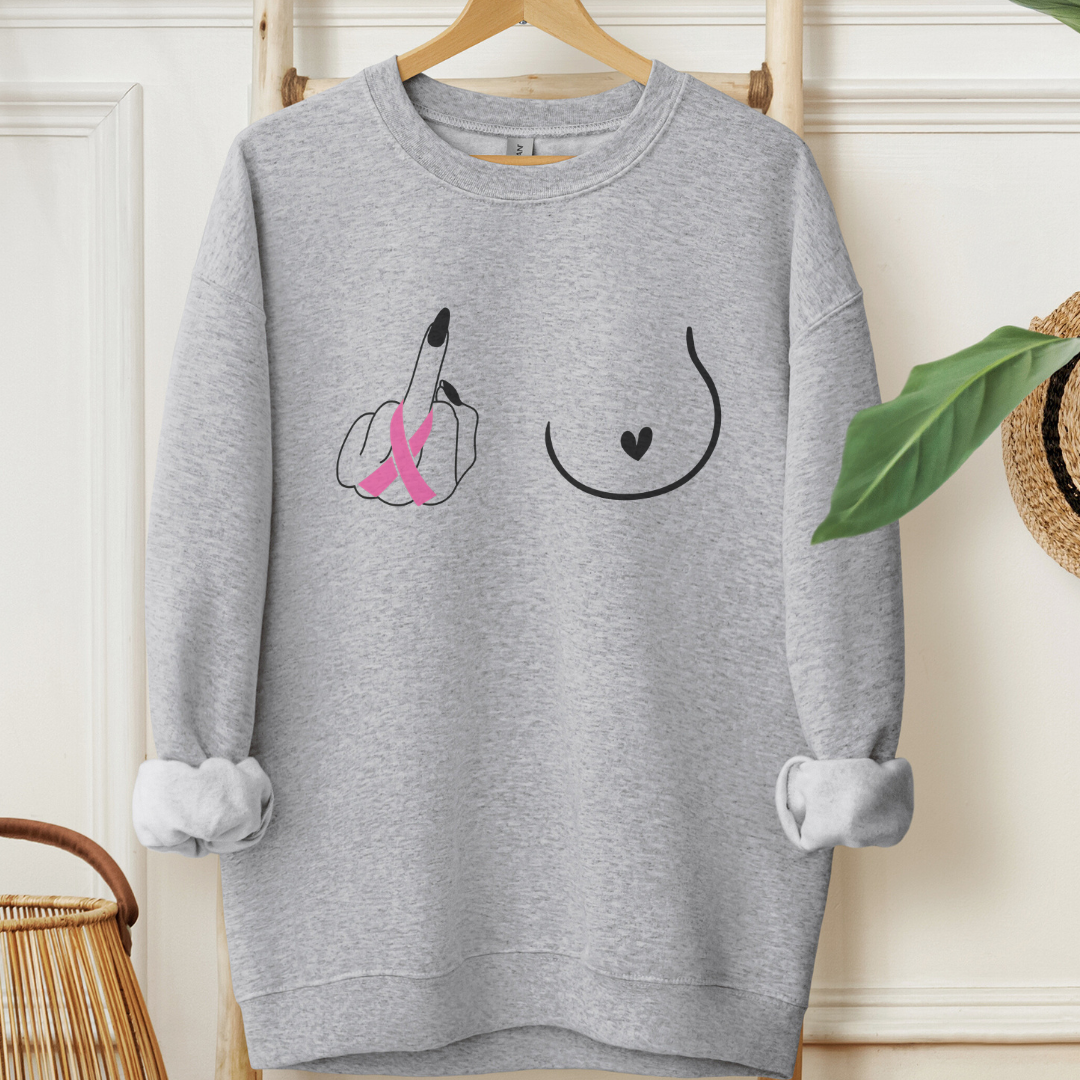 Breast (Middle finger Right side)🎗️Cancer support Sweatshirt