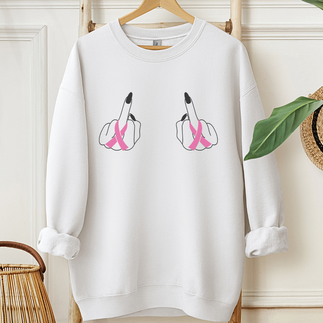 Breast (Middle finger 2 sides)🎗️Cancer support Sweatshirt
