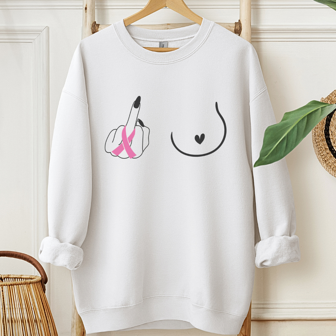 Breast (Middle finger Right side)🎗️Cancer support Sweatshirt