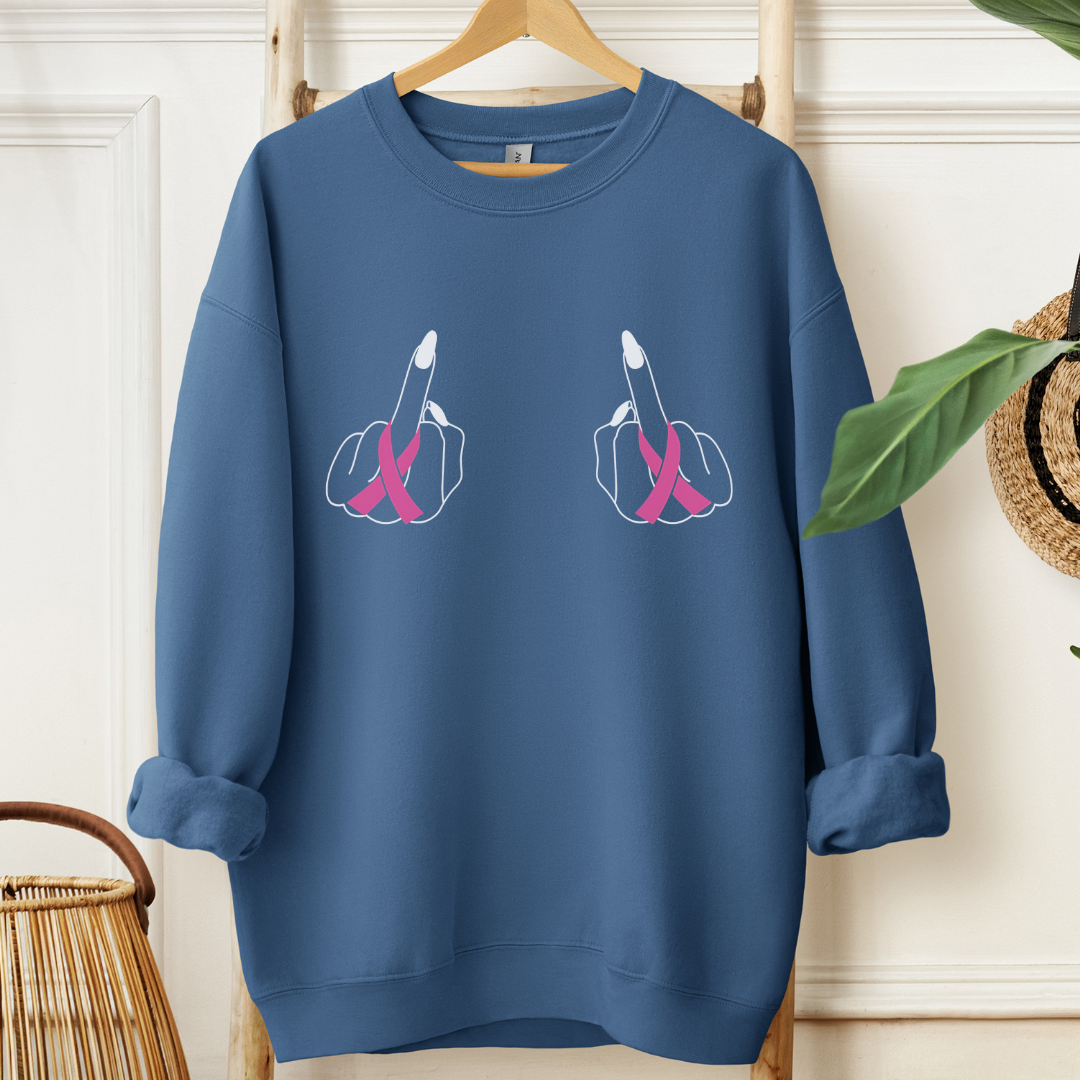 Breast (Middle finger 2 sides)🎗️Cancer support Sweatshirt