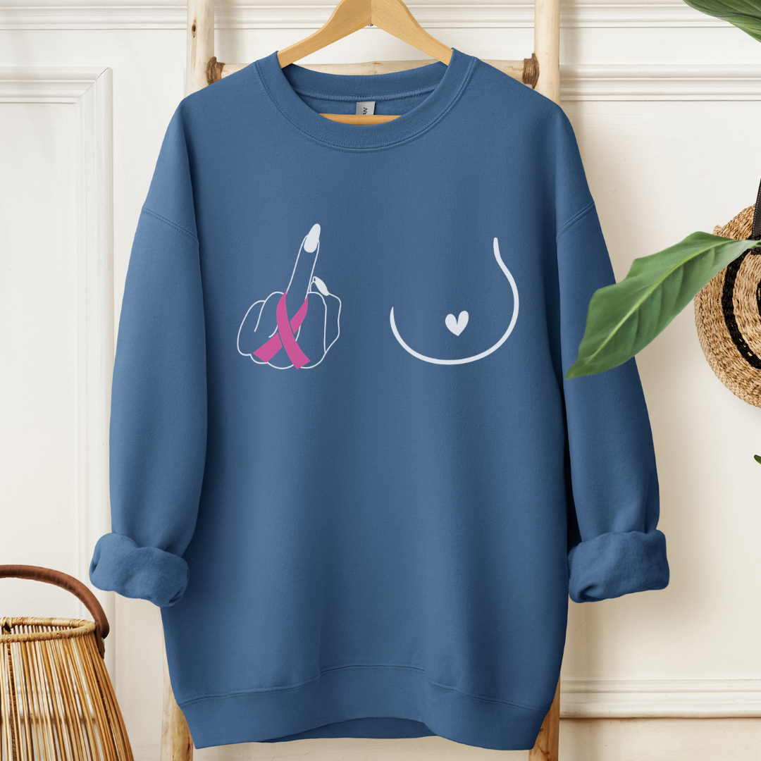 Breast (Middle finger Right side)🎗️Cancer support Sweatshirt