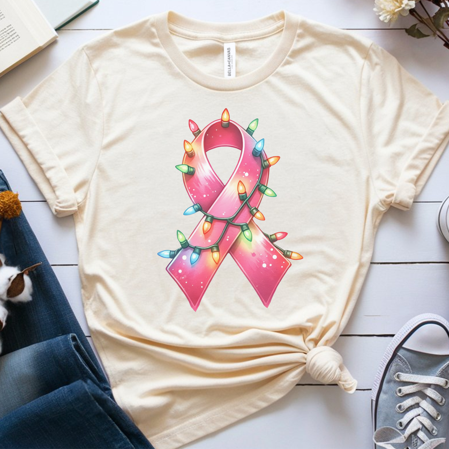 Light Ribbon🎗️ Cancer Support T-shirt (Christmas Limited Edition)