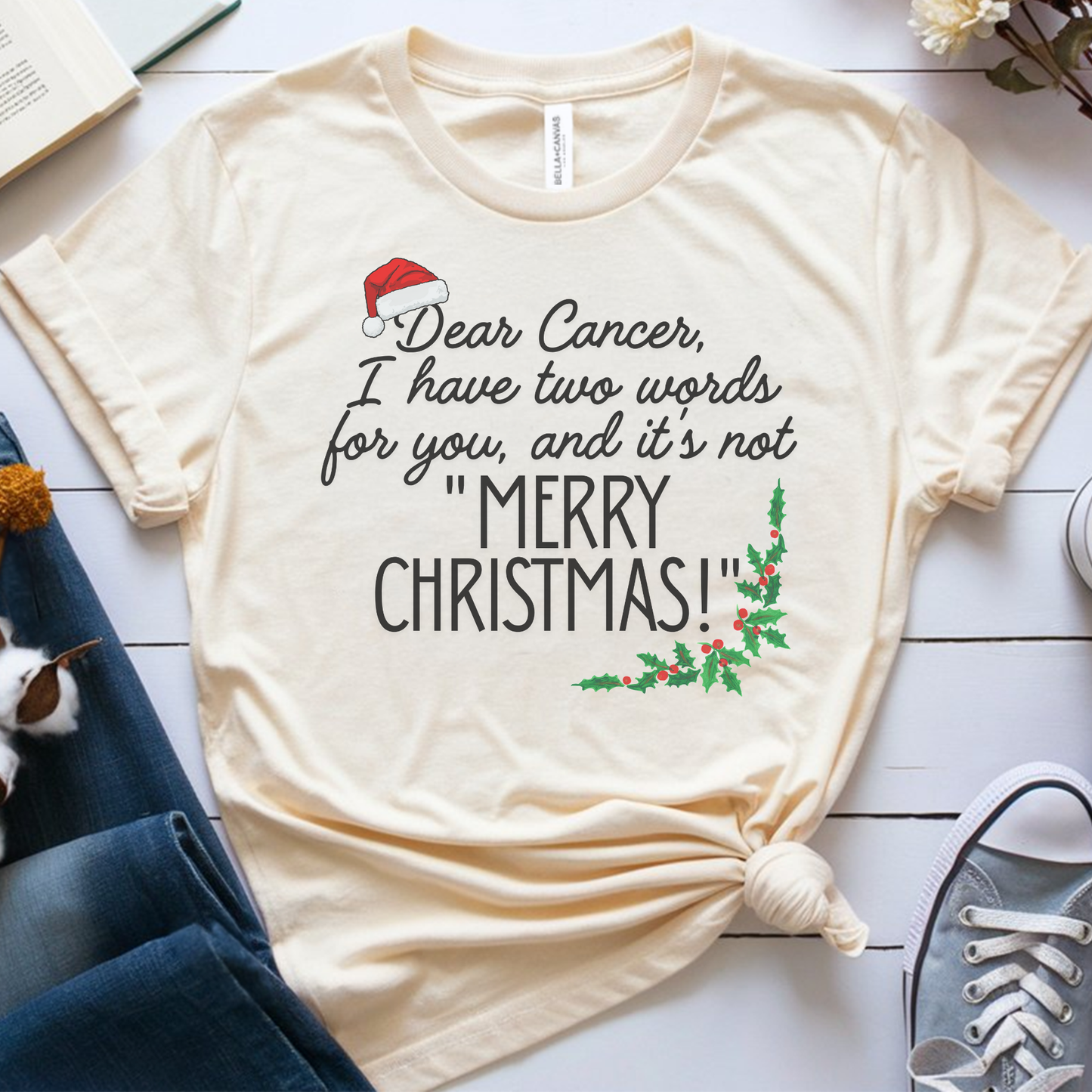 Two Words🎗️ Cancer Support T-shirt (Christmas Limited Edition)