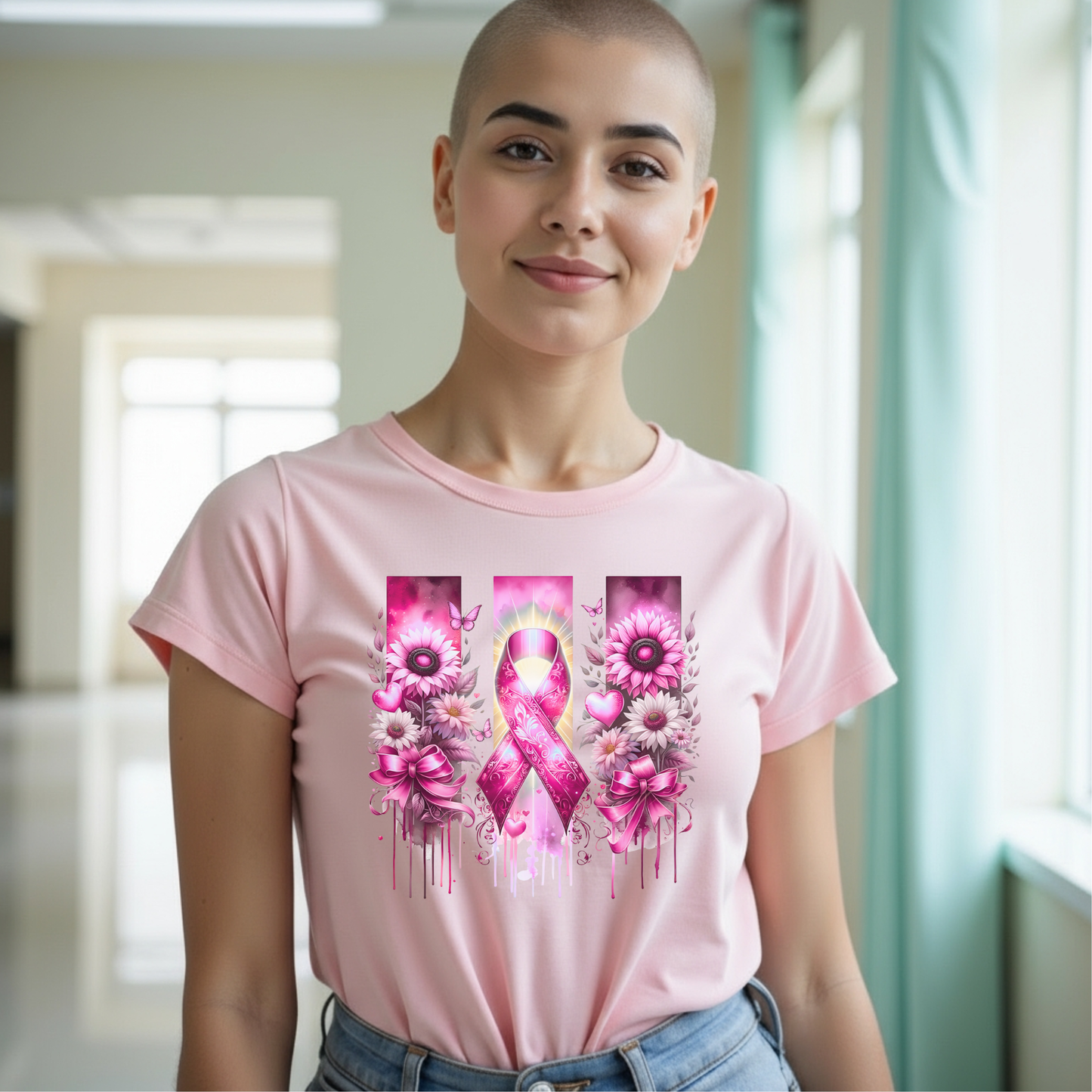 Breast Flowers🎗️ Cancer Support T-shirt