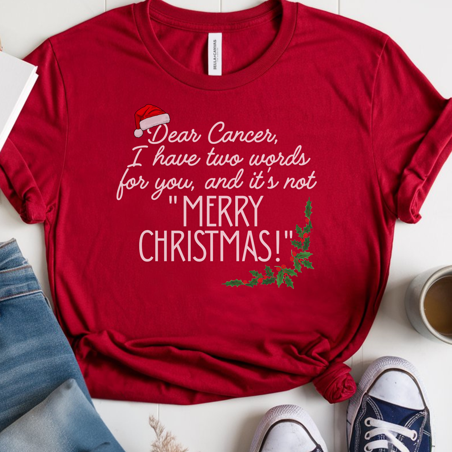 Two Words🎗️ Cancer Support T-shirt (Christmas Limited Edition)