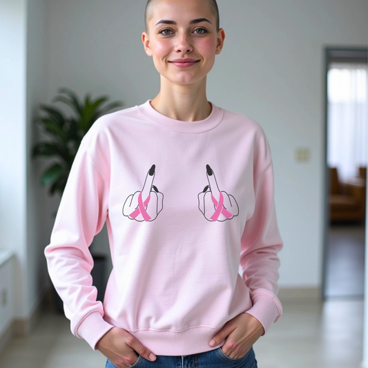 Breast (Middle finger 2 sides)🎗️Cancer support Sweatshirt