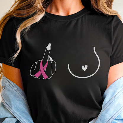 Breast (Middle finger Right Side)🎗️ Cancer Support T-shirt