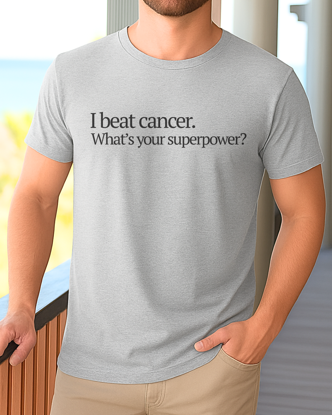 I beat🎗️Men's Cancer Support T-shirt