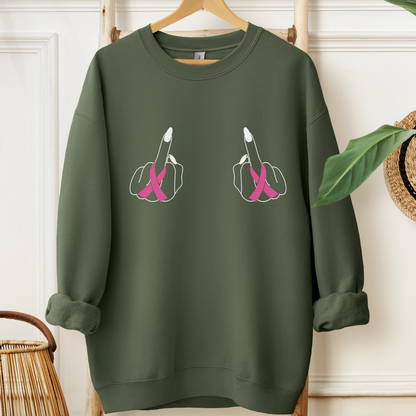 Breast (Middle finger 2 sides)🎗️Cancer support Sweatshirt