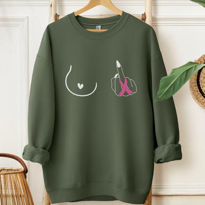 Breast (Middle finger left side)🎗️Cancer support Sweatshirt