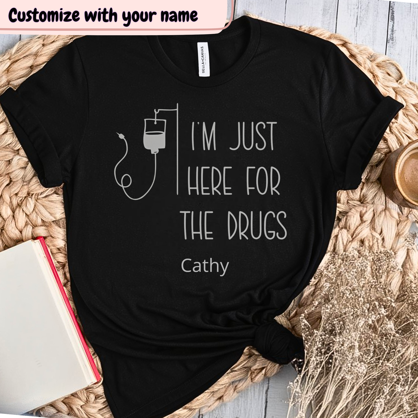 Just here🎗️(PERSONALIZED) Cancer Support T-shirt