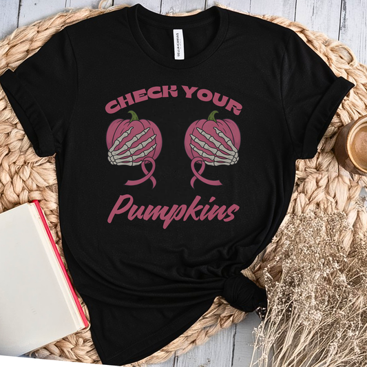 Check Pumpkins🎗️ Cancer Support T-shirt