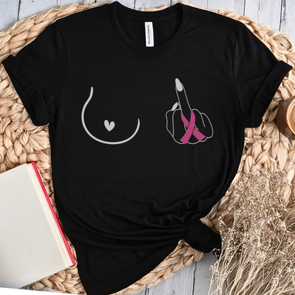 Breast (Middle finger Left Side)🎗️ Cancer Support T-shirt