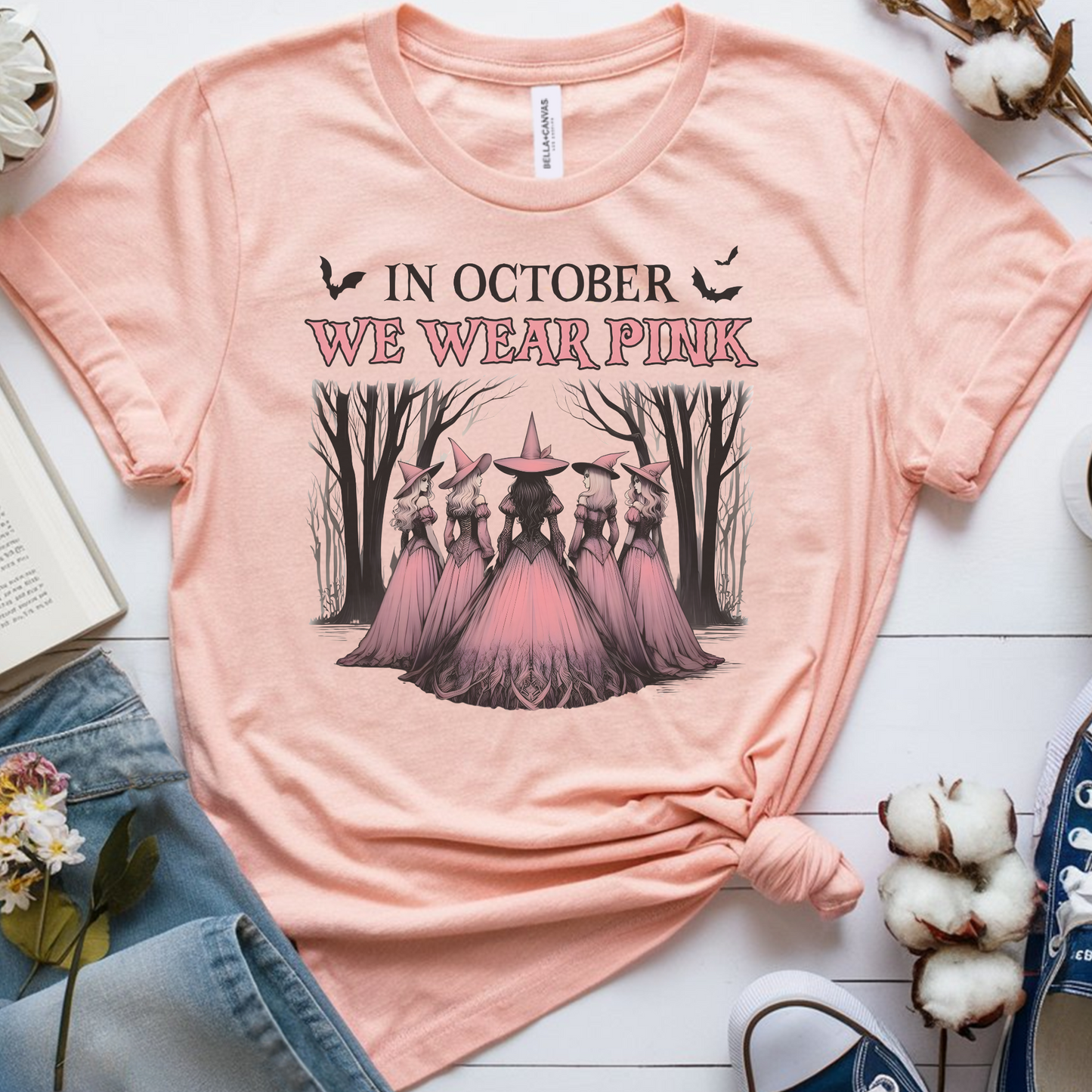 Witches October🎗️Cancer Support T-shirt
