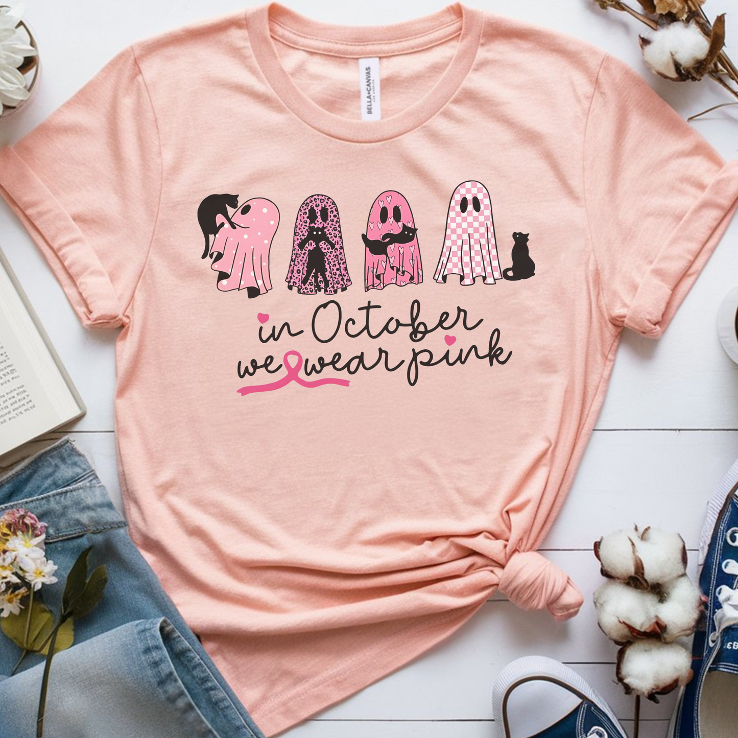 Ghosts October🎗️Cancer Support T-shirt