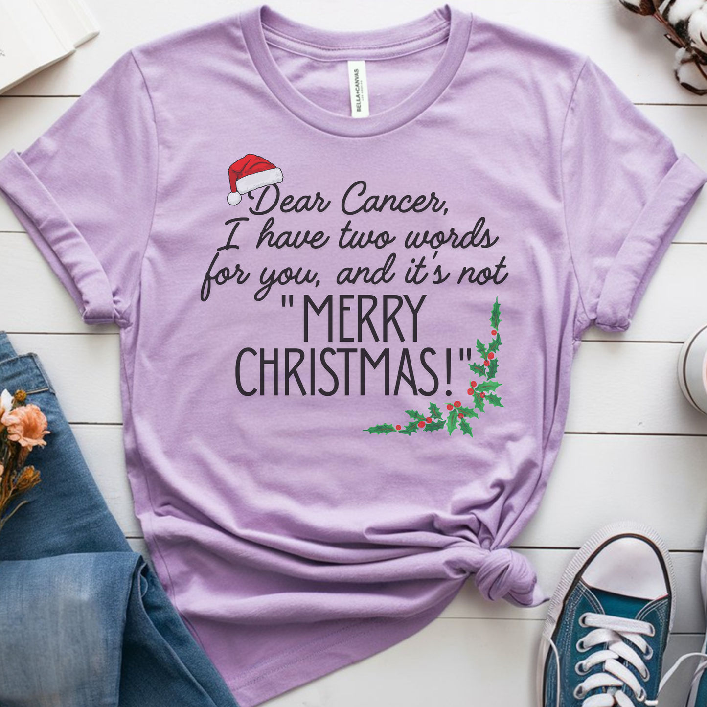 Two Words🎗️ Cancer Support T-shirt (Christmas Limited Edition)