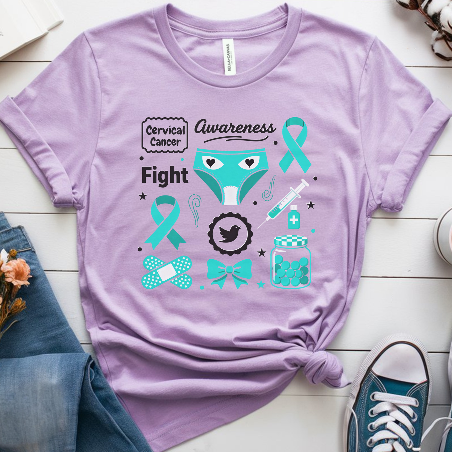 Cervical Awareness🎗️ Cancer Support T-shirt