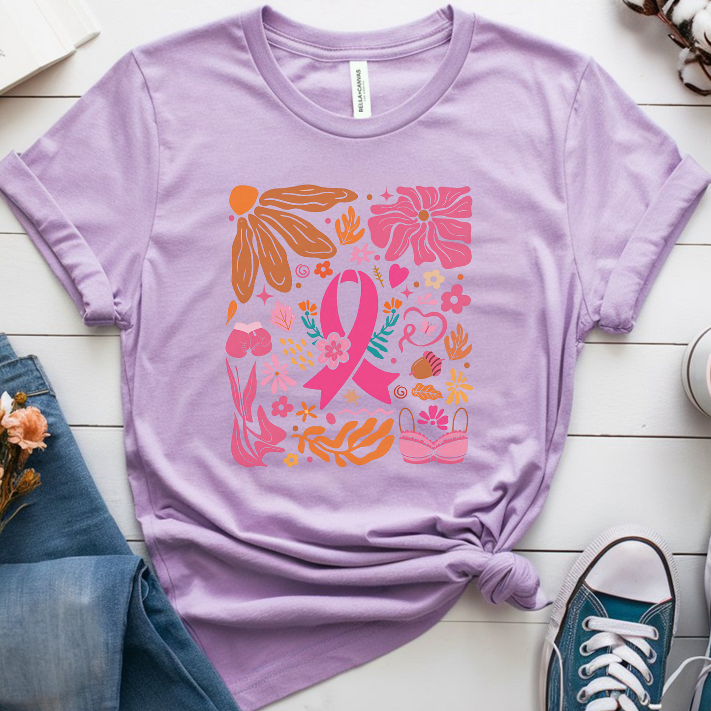 Flowers🎗️ Cancer Support T-shirt