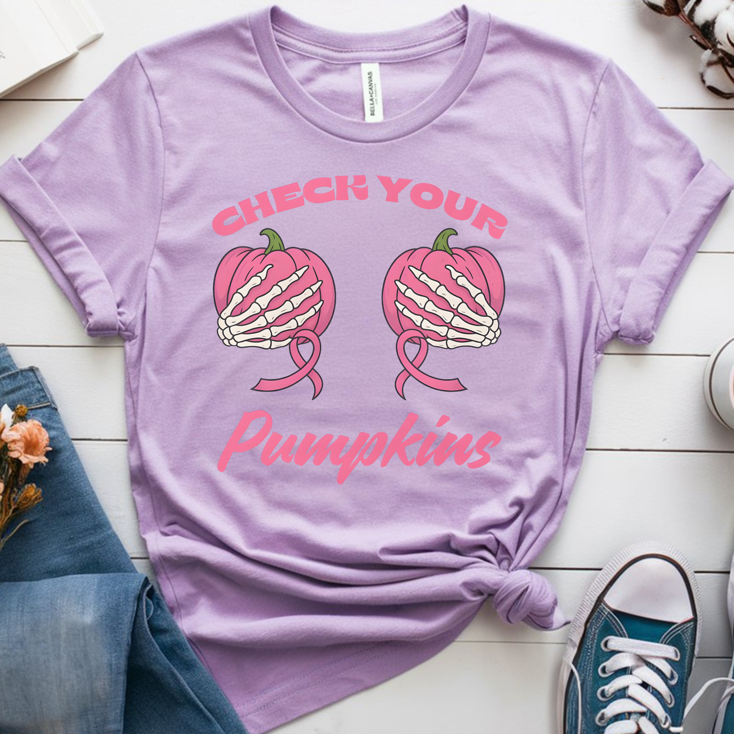 Check Pumpkins🎗️ Cancer Support T-shirt