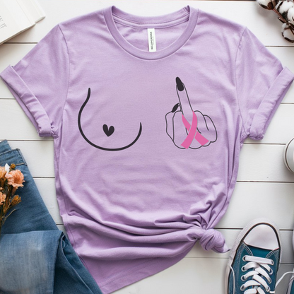 Breast (Middle finger Left Side)🎗️ Cancer Support T-shirt