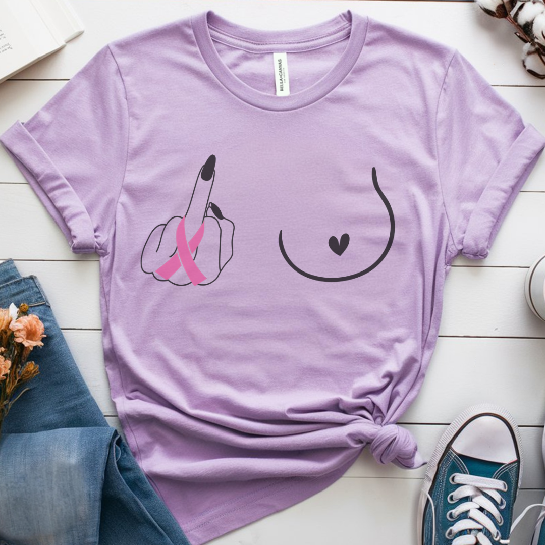 Breast (Middle finger Right Side)🎗️ Cancer Support T-shirt