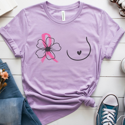 Breast (Flower on RIGHT side)🎗️ Cancer Support T-shirt