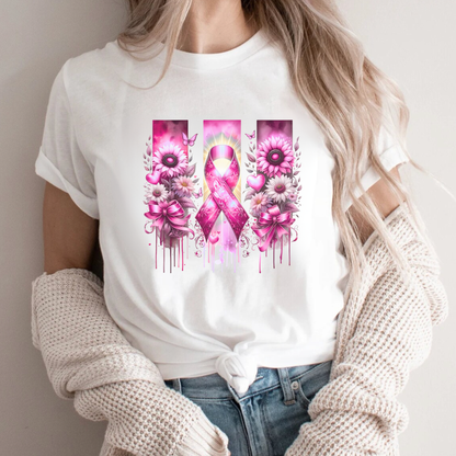 Breast Flowers🎗️ Cancer Support T-shirt