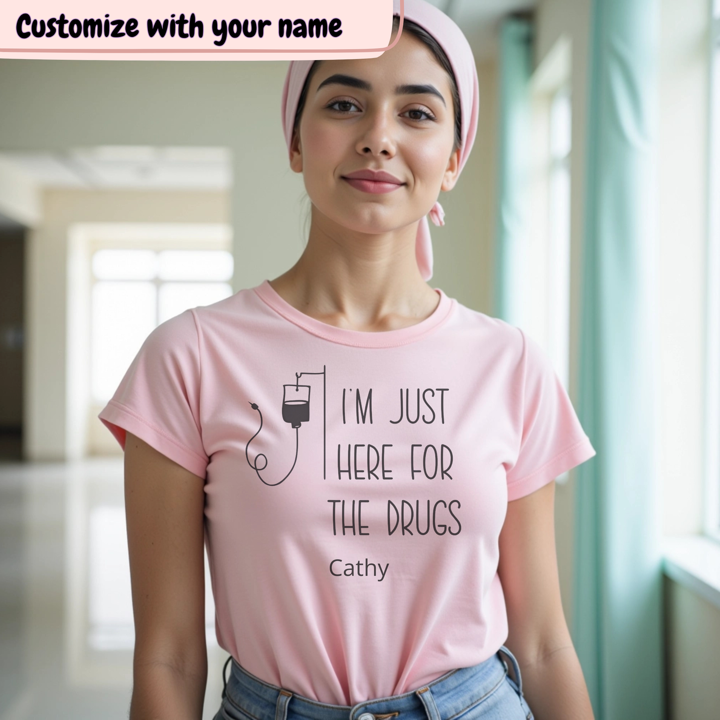Just here🎗️(PERSONALIZED) Cancer Support T-shirt