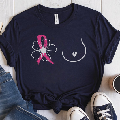 Breast (Flower on RIGHT side)🎗️ Cancer Support T-shirt
