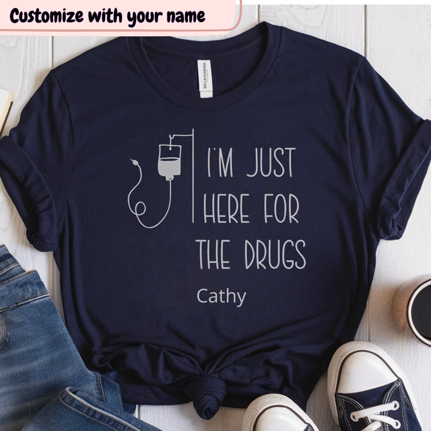 Just here🎗️(PERSONALIZED) Cancer Support T-shirt