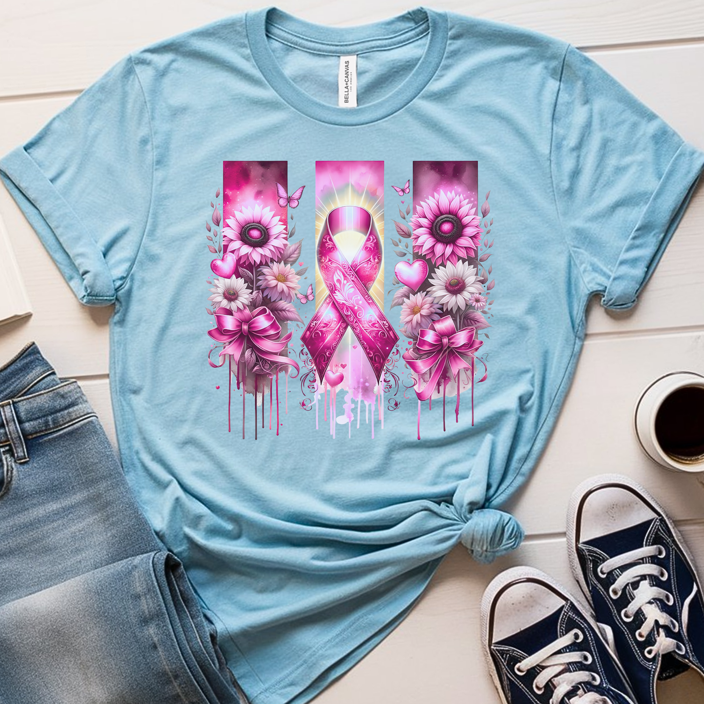 Breast Flowers🎗️ Cancer Support T-shirt