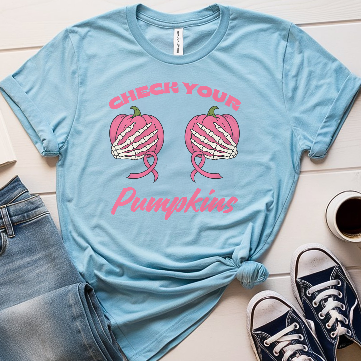 Check Pumpkins🎗️ Cancer Support T-shirt