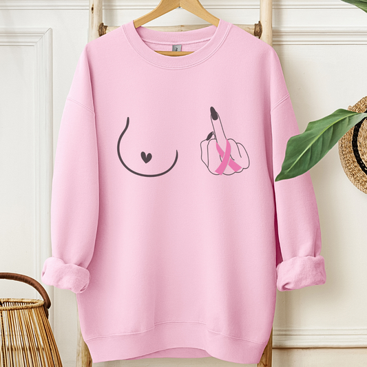 Breast (Middle finger left side)🎗️Cancer support Sweatshirt