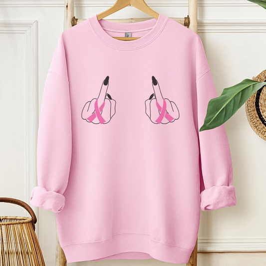 Breast (Middle finger 2 sides)🎗️Cancer support Sweatshirt