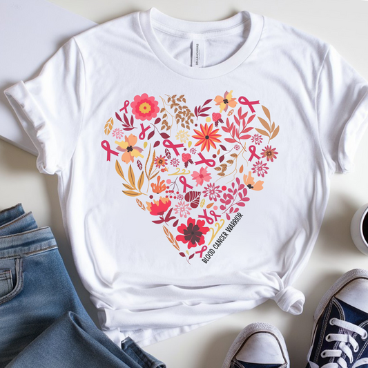 Blood Cancer Heart🎗️ Cancer Support T-shirt