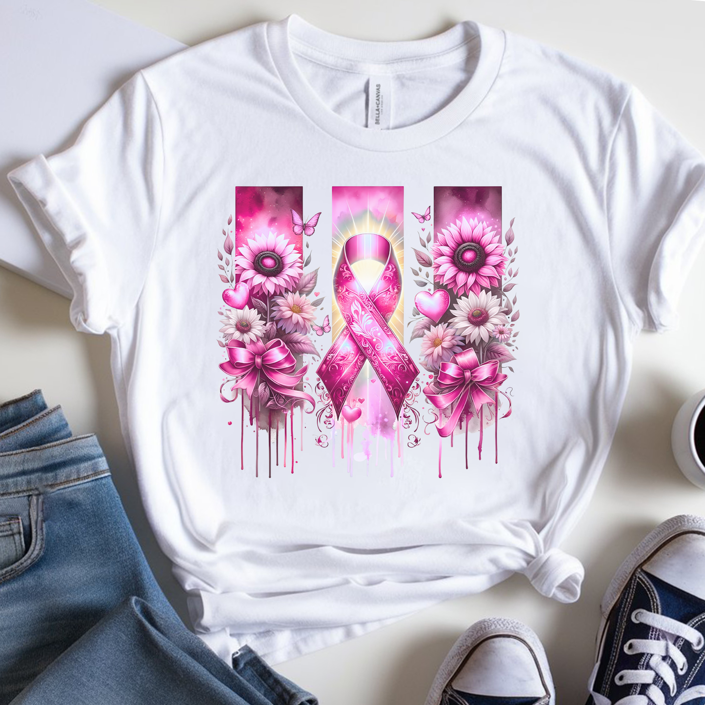 Breast Flowers🎗️ Cancer Support T-shirt