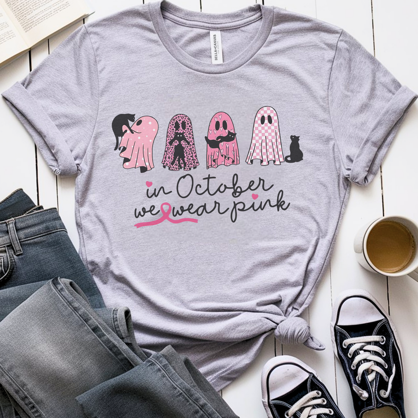 Ghosts October🎗️Cancer Support T-shirt