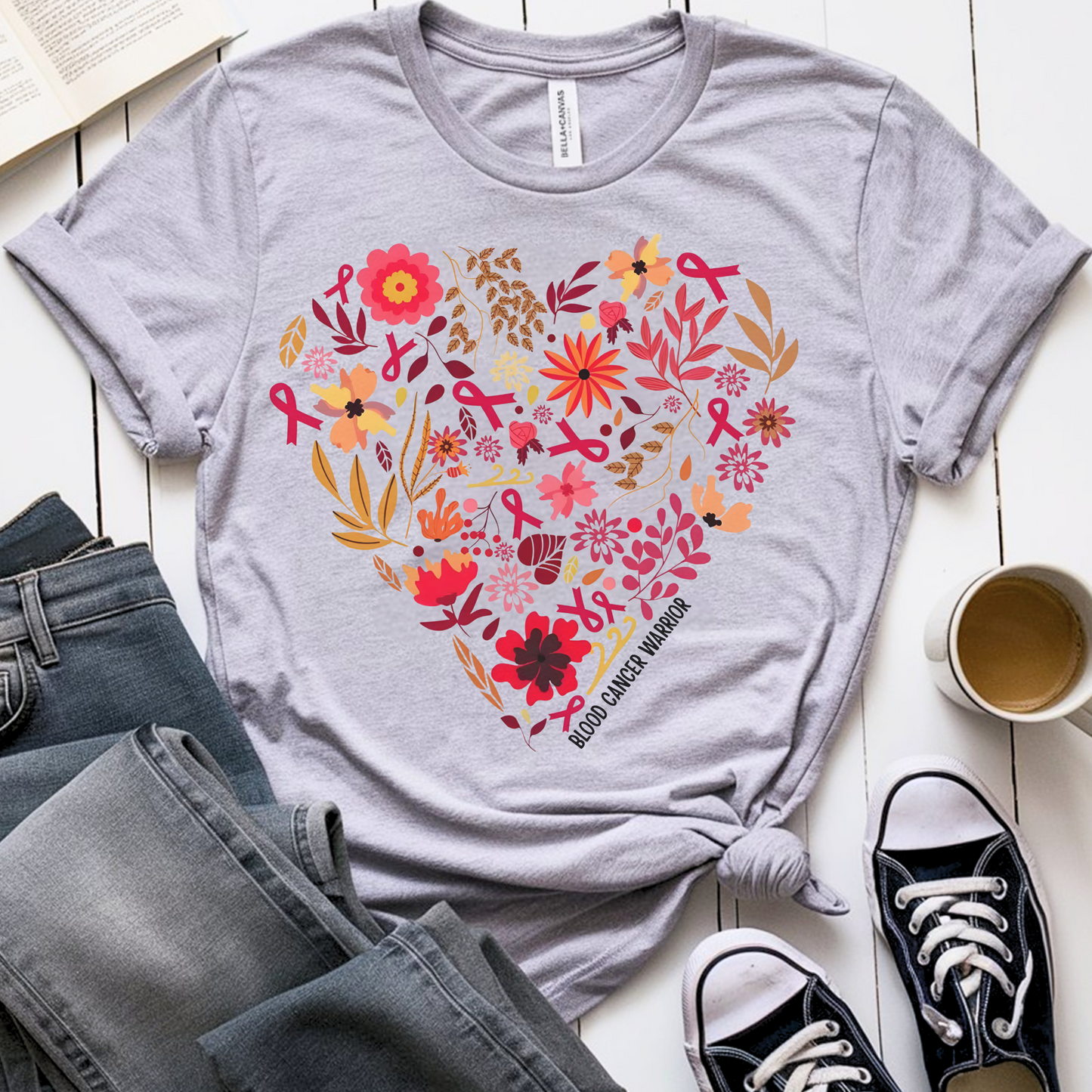 Blood Cancer Heart🎗️ Cancer Support T-shirt