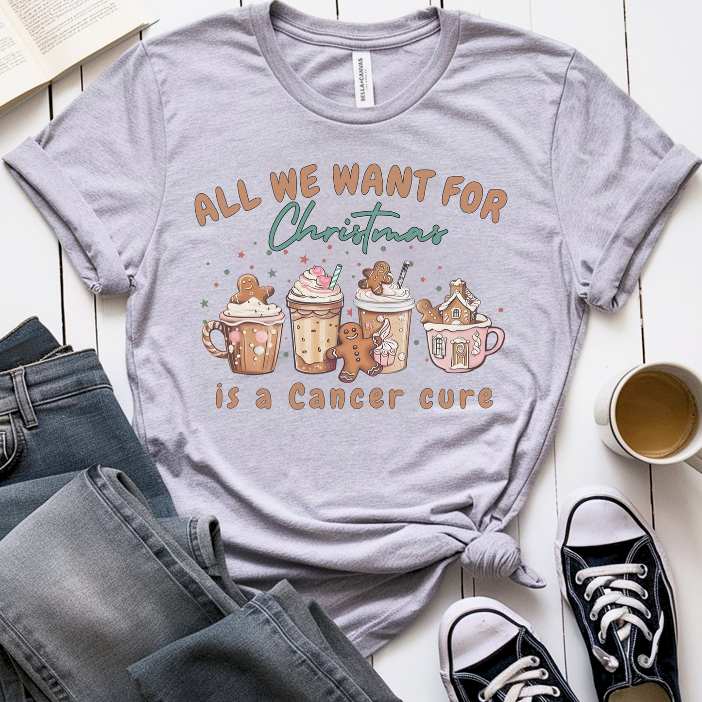 Cure🎗️ Cancer Support T-shirt (Christmas Limited Edition)